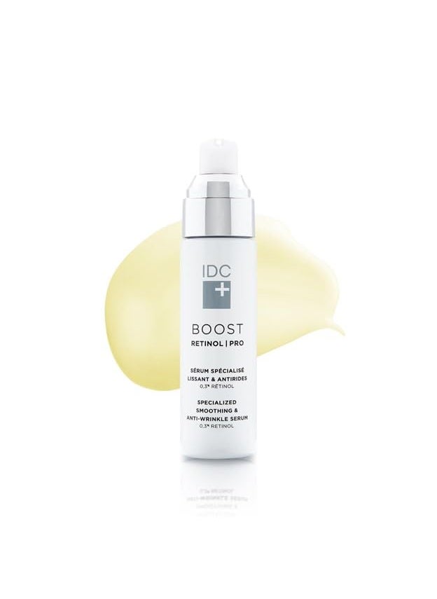 IDC Dermo Boost Retinol Pro Anti Wrinkle Night Serum - 1 fl oz - Anti Wrinkle & Resurfacing 0.3% Pure Retinol + 1.5% Phytoretinol Serum For All Skin Types - Shea Butter & Biopeptide Anti-Aging Serum