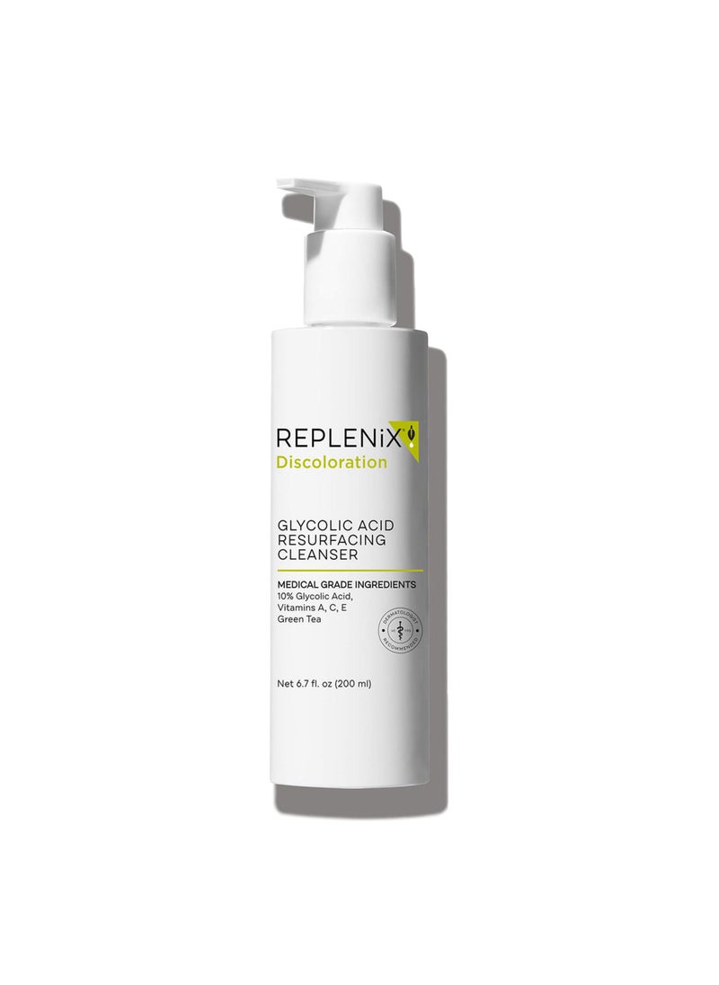 Replenix Glycolic Acid Resurfacing Facial Cleanser, Gentle Medical Grade Exfoliating Face Wash for Skin Discoloration (6.7 fl. oz)