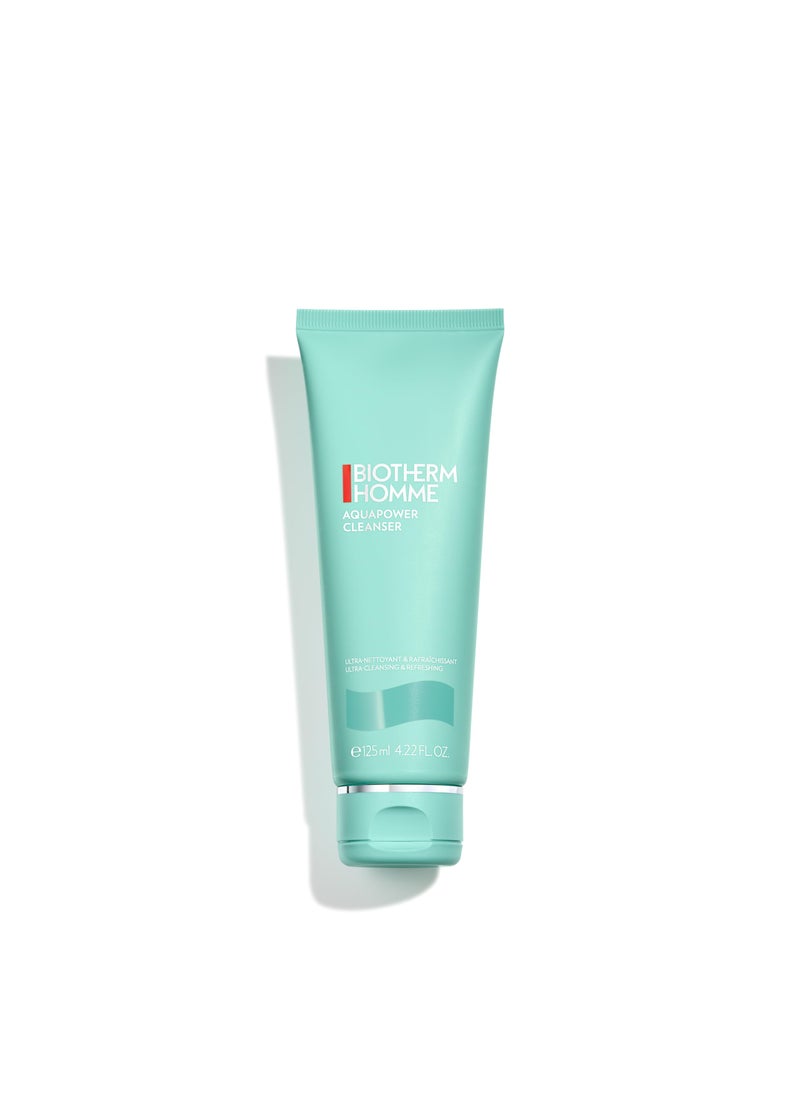Biotherm Homme Aquapower Cleanser for Oily and Dry Skin with Oligo Elements for Clean, Fresh, Hydrated Skin, Suitable for all Skins, for Fresh Skin Ready for Shave, Tube, 4.2 Fl. Oz.