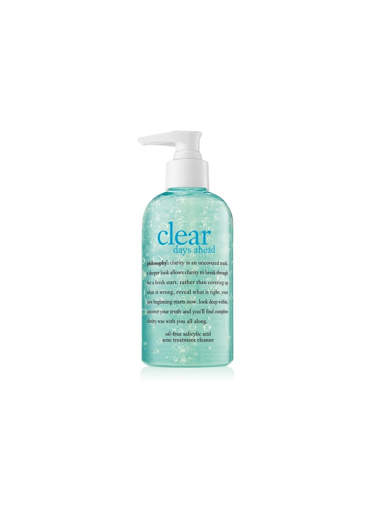 philosophy clear days ahead oil-free acne treatment facial cleanser - face wash with salicylic acid - effectively reduces breakouts - 8 fl oz