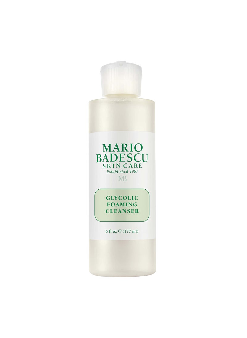 Mario Badescu Glycolic Foaming Cleanser for All Skin Types| Exfoliating Face Wash with Glycolic Acid & Aloe Vera| Visibly Evens Skin Tone & Texture | 6 Fl Oz (Pack of 1)