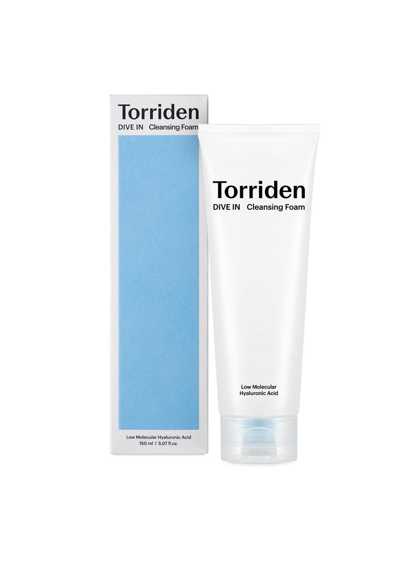 Torriden DIVE IN Cleansing Foam Face Wash 150ml (5.07 fl.oz.) | Hydrating Daily Facial Cleanser for All and Sensitive Skin | Hyaluronic Acid, Panthenol, Allantoin