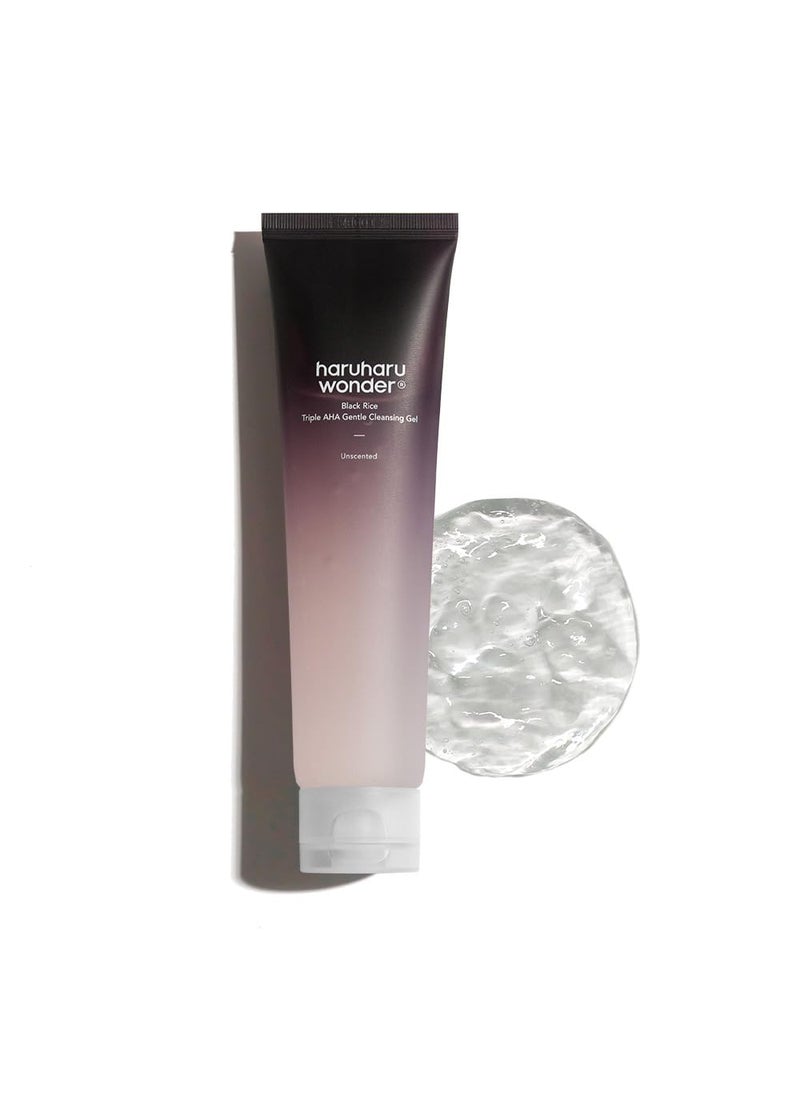 HARUHARU wonder Black Rice Triple AHA Gentle Cleansing Gel 3.38 fl oz, Hydrating Cleansing gel, Gentle exfoliating, Vegan, Travel essentials