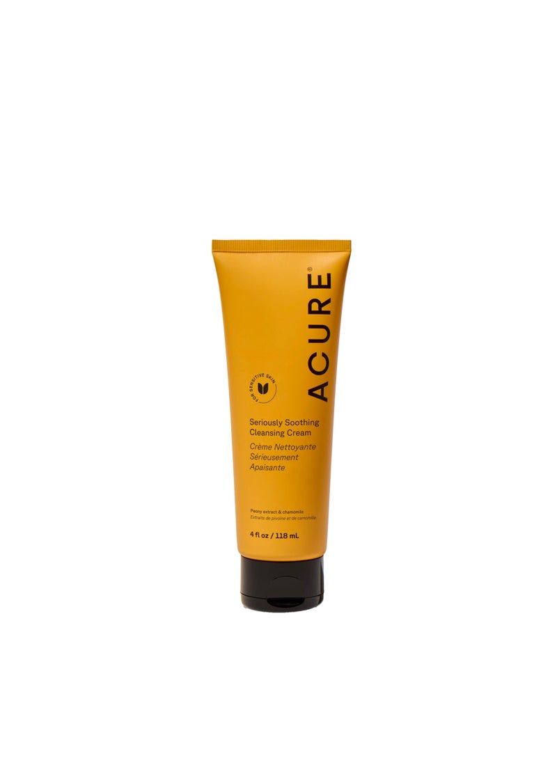 ACURE Seriously Soothing Cleansing Cream | 100% Vegan | For Dry to Sensitive Skin | Peony Extract & Chamomille - Soothes , Hydrates & Cleanses | 4 Fl Oz