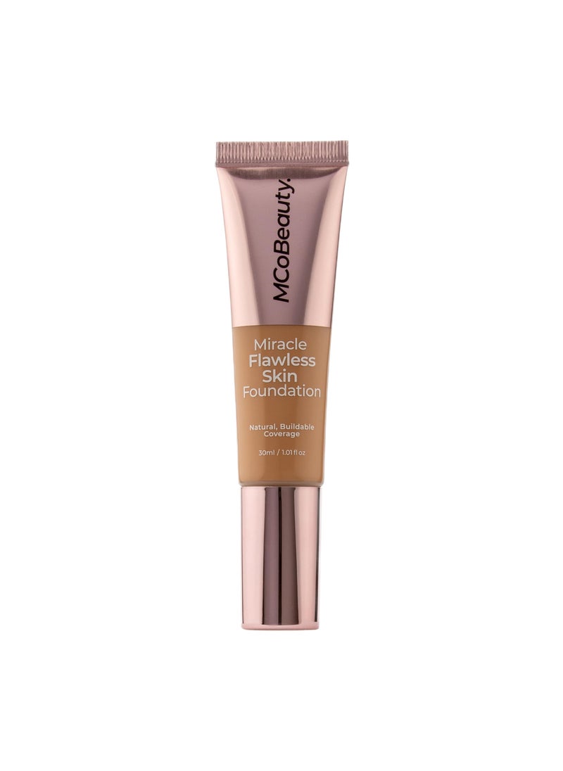MCoBeauty Miracle Flawless Skin Foundation, 7 Medium Warm, Natural, Buildable Coverage for All-Day Wear, Vegan, Cruelty Free Cosmetics