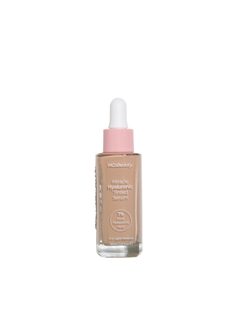 MCoBeauty Miracle Hyaluronic Tinted Serum, 3-4 Light/Medium, Hydration & Glow for Radiant Skin, Vegan, Cruelty Free Cosmetics