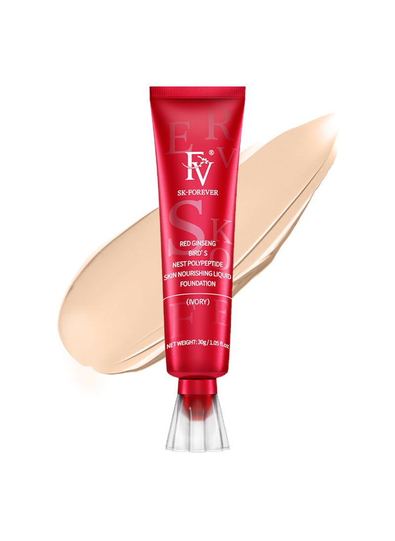 FV Waterproof Foundation, Medium Coverage, Oil-free & Long Lasting, Lightweight, Matte Foundation for Oily/Normal Skin, Transfer Proof Liquid Foundation Makeup, 30g, Ivory