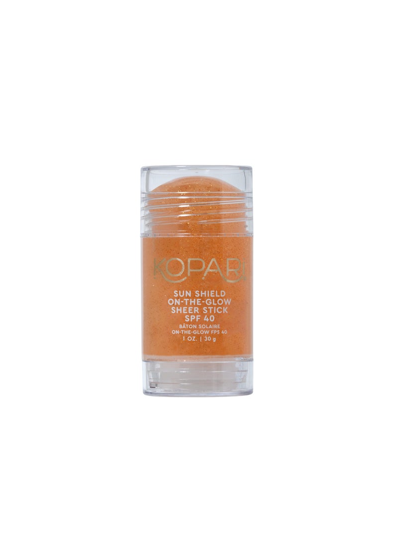 Kopari Sun Shield On-The-Glow Sheer Sunscreen Stick SPF 40, Sweat and Water Resistant Roll On Sunscreen For Face and Body with Vitamin E and Bisobolol, 1oz