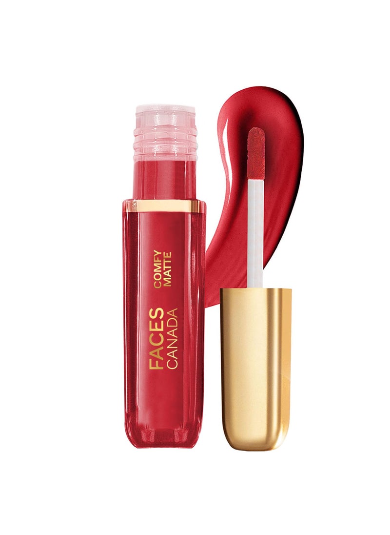 FACES CANADA Comfy Matte Lip Color | 10Hr Long Stay with Comfort | Almond Oil | On My Way 01 3ml
