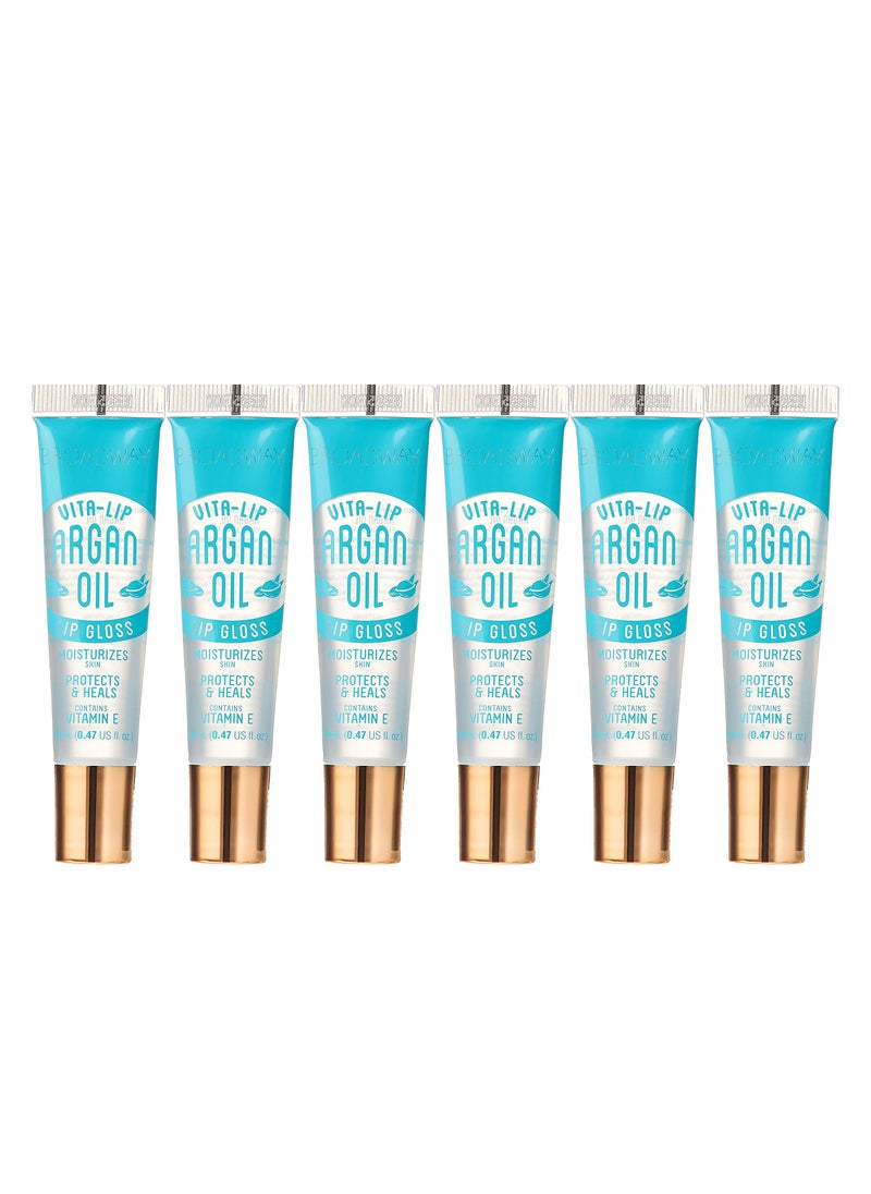 Ruby Kisses Broadway Vita-Lip Clear Lip Gloss (Argan Oil 6 Pack), Ultra-Hydrating & Soothing Formula with Multi-Vitamin Oils, High-Shine Non-Sticky Finish, Protecting Glossy Lip Balm With Vitamin E