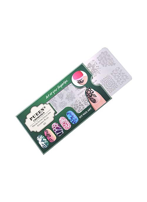 PUEEN Nail Art Stamping Plate - Nature Lover 02-125x65mm Unique Nailart Polish Stamping Manicure Image Plates Accessories Kit BH000661
