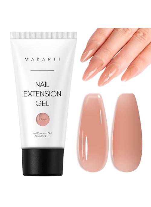 Makartt Poly Nail Gel, 50ML Nude Nature Gel Builder for Nail Extension All Season Gel Color for 3D Molding Gel Nail Strengtheners-Long-Lasting Supplies for DIY Salon Quality-A Siesta