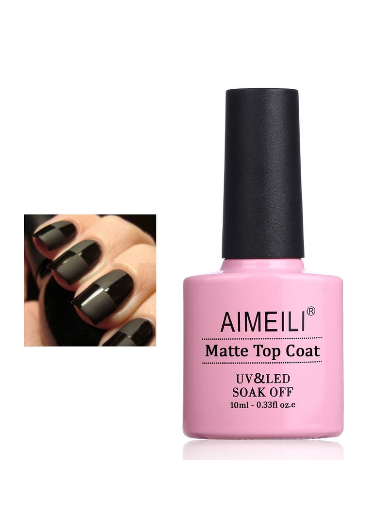 AIMEILI Soak Off U V LED Gel Nail Polish - No Wipe Matte Top Coat 10ml