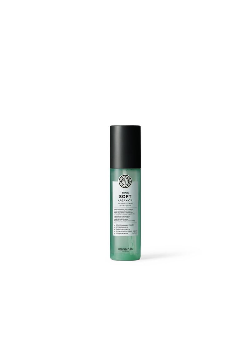 Maria Nila True Soft, Argan Oil 3.4 Fl Oz, For Dry Hair, Easily absorbed, Remoisturises & Reduces Frizz, 100% Vegan & Sulfate/Paraben free