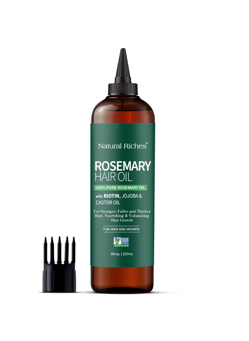 Natural Riches 100% Pure Premium Rosemary Mint Oil For Hair Growth | Biotin Hair Strengthening Treatment | Nourishing & Volumizing | Non GMO Verified 8 Fl Oz