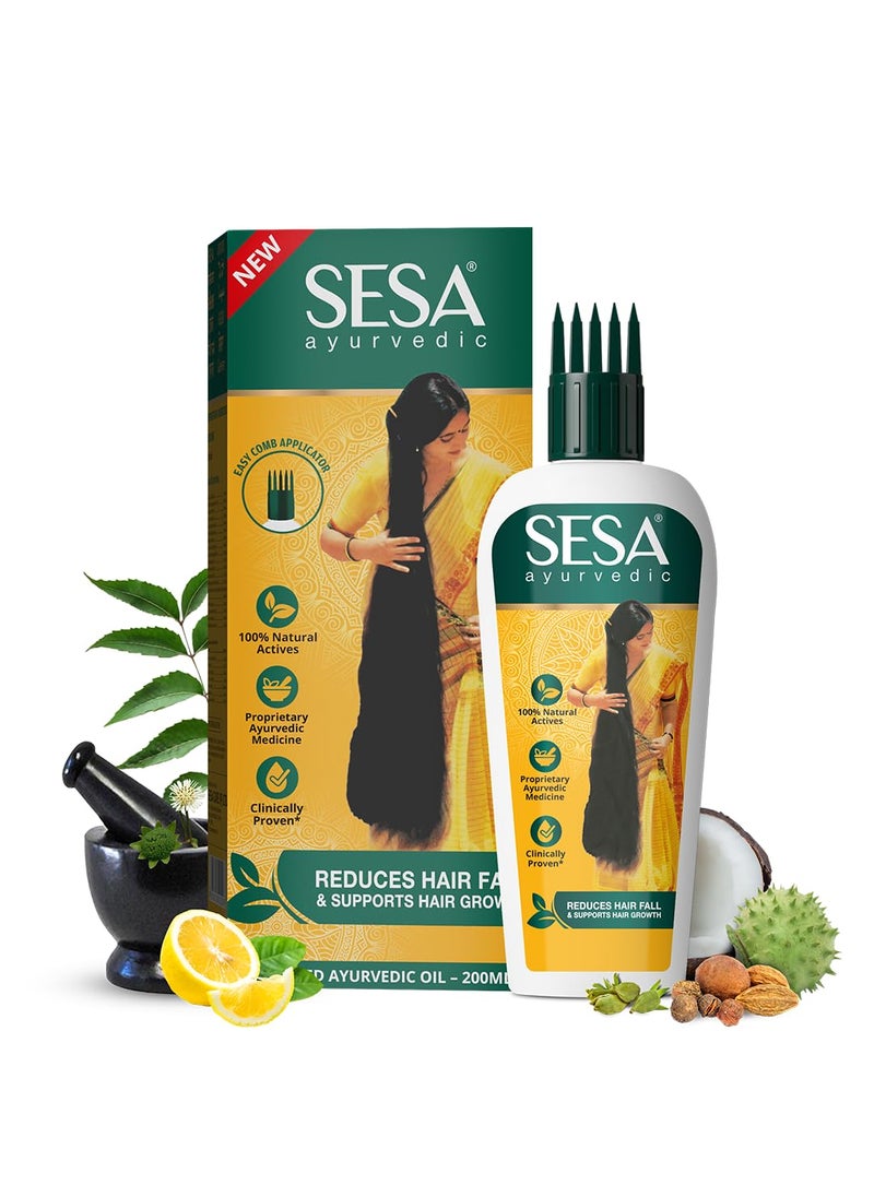 sesa Ayurvedic 5000 Year Old Kshir Pak Vidhi, Bhringraj & 17 Rare Herbs with 5 Nourishing Oils For All Hair Types NO Mineral Oil 200 ml (Pack of 1) 200ml