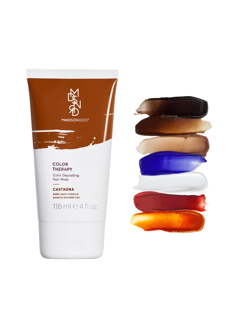 Madison Reed Color Therapy, Castagna, Color Depositing Hair Mask & Deep Conditioning Treatment, Intensely Hydrating, Refreshes Color & Tone, Keratin & Argan Oil, 4 Fl Oz (118 mL)