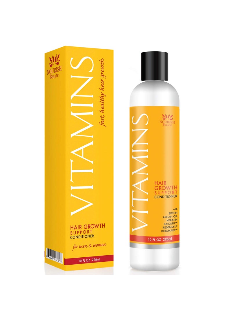Nourish Beaute Vitamins Conditioner for Hair Loss that Promotes Hair Regrowth, Volume and Thickening with Biotin, DHT Blockers, Antioxidants, Oils and Extracts For Men and Women, Conditioner, 1 Pack