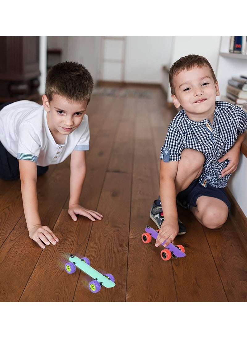 Pull Back Skateboard Slap Bracelets, Set of 4, Skateboard Bracelets for Kids with Pullback Motion, Wristbands for Children in 4 Different Designs, Skate Board Party Favors, Teenager Children Toys