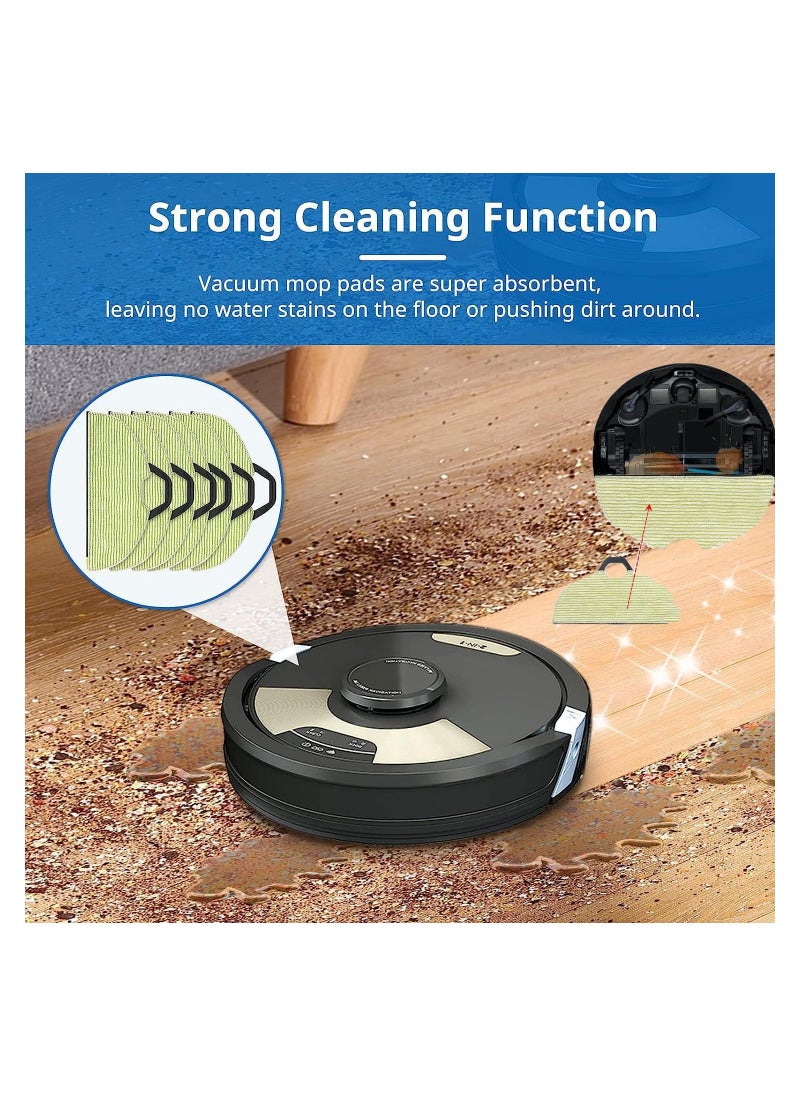 6 Pack Vacuum Mop Replacement Pads for Shark RV2610WA AV2610WA RV2410WD AI Ultra 2- in-1 Robot Vacuum Washable Reusable Replacement Microfiber Soft Pads