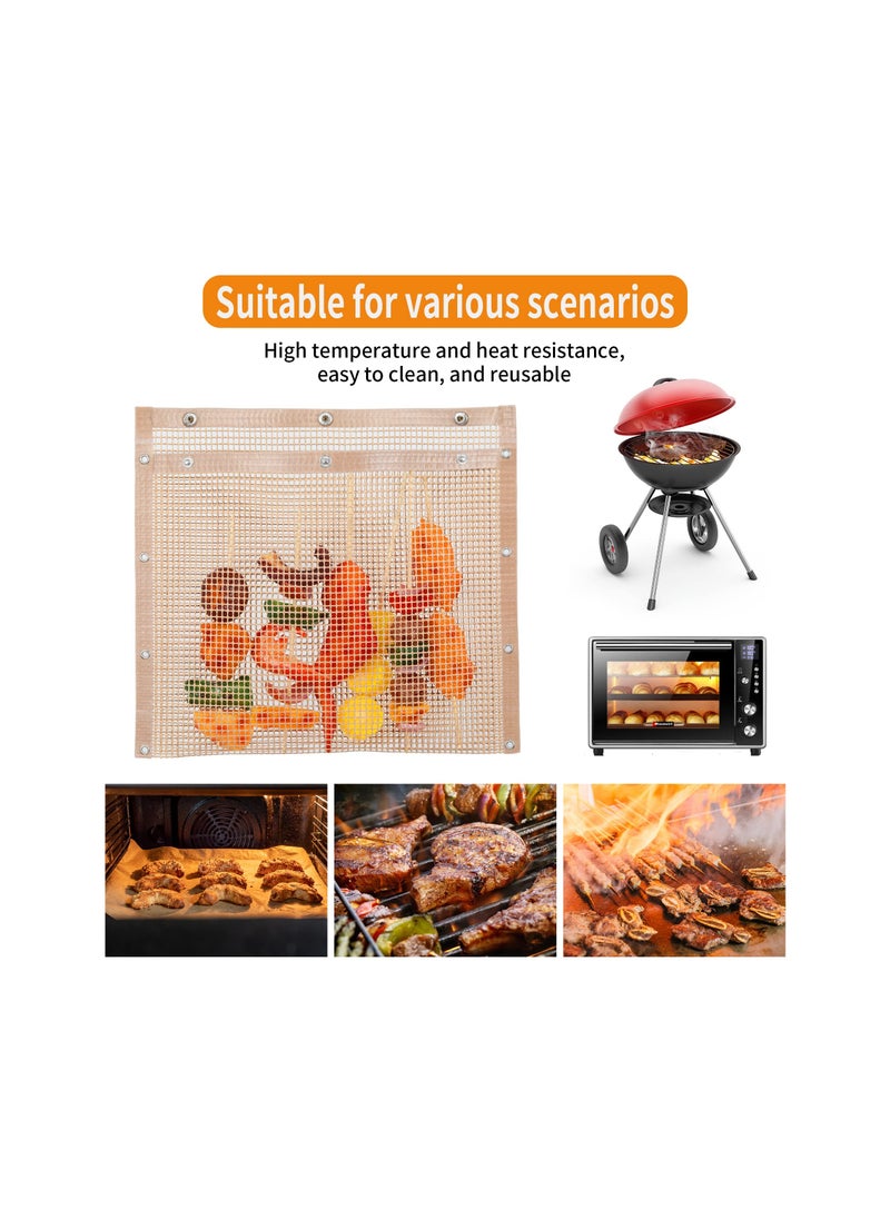 BBQ Mesh Grill Bags High Temperature Resistant Grid Barbecue Bag Reusable Grilling Pouches for Charcoal Gas Electric Grills Set Is A Must-Have All Event 2 Pack Brown