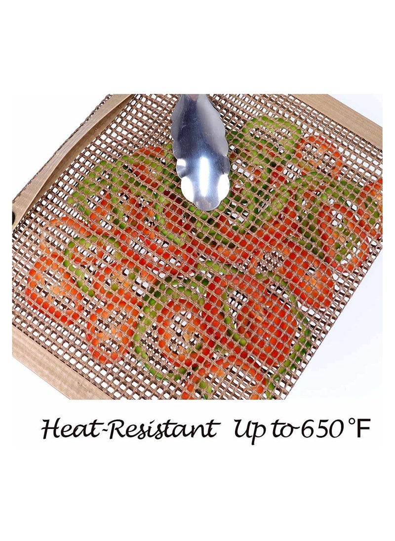 BBQ Mesh Grill Bags High Temperature Resistant Grid Barbecue Bag Reusable Grilling Pouches for Charcoal Gas Electric Grills Set Is A Must-Have All Event 2 Pack Brown
