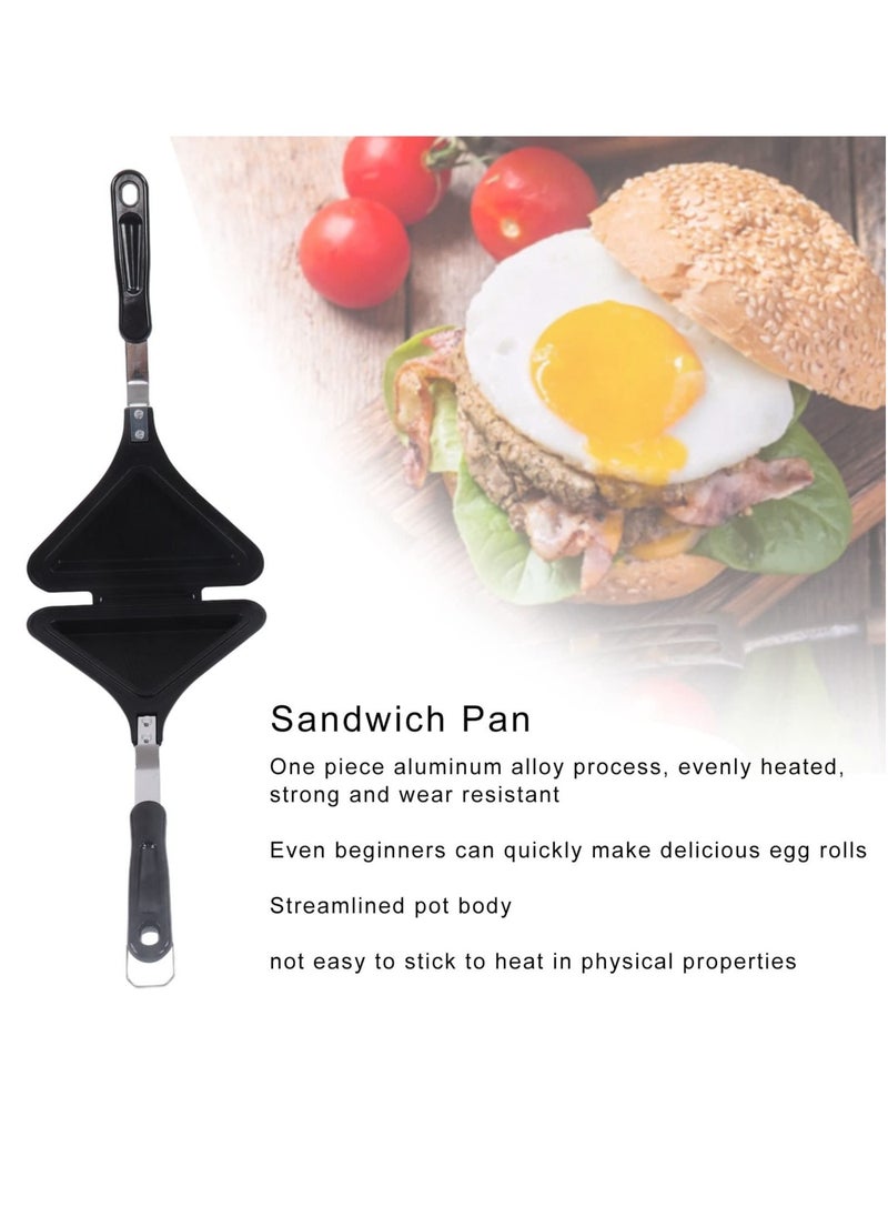Double Sided Frying Pan, Triangle Shape Sandwich Pan,Grilled Cheese Maker Nonstick Sandwich Maker Flip Grill Pan For Breakfast Toast Panini Waffle, Aluminum Alloy Cookware