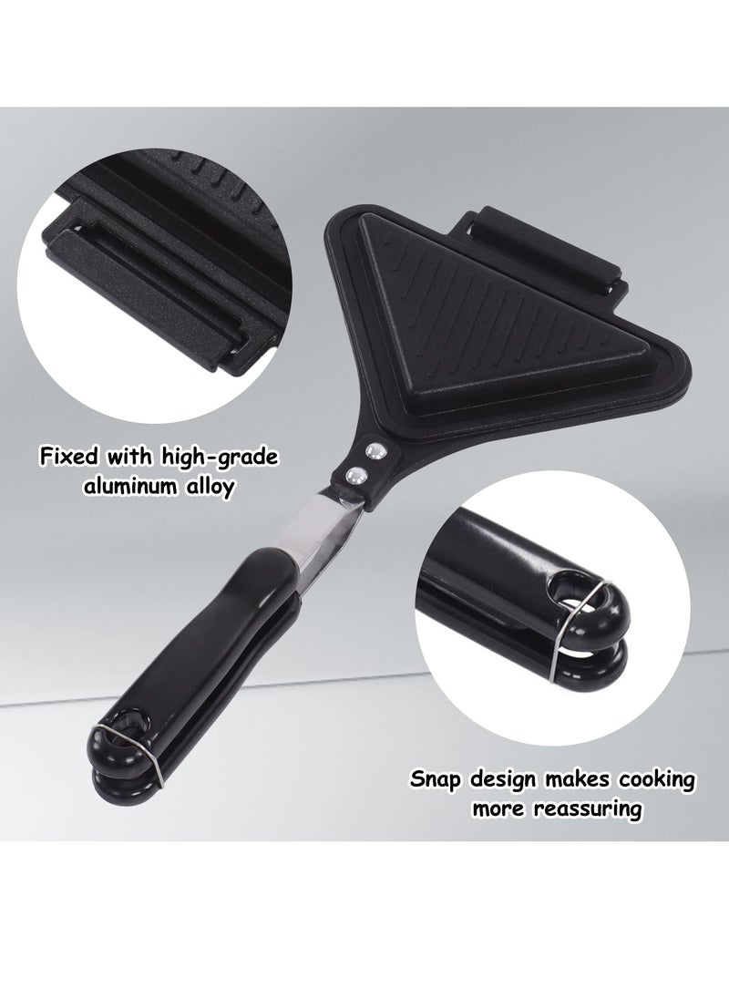 Double Sided Frying Pan, Triangle Shape Sandwich Pan,Grilled Cheese Maker Nonstick Sandwich Maker Flip Grill Pan For Breakfast Toast Panini Waffle, Aluminum Alloy Cookware