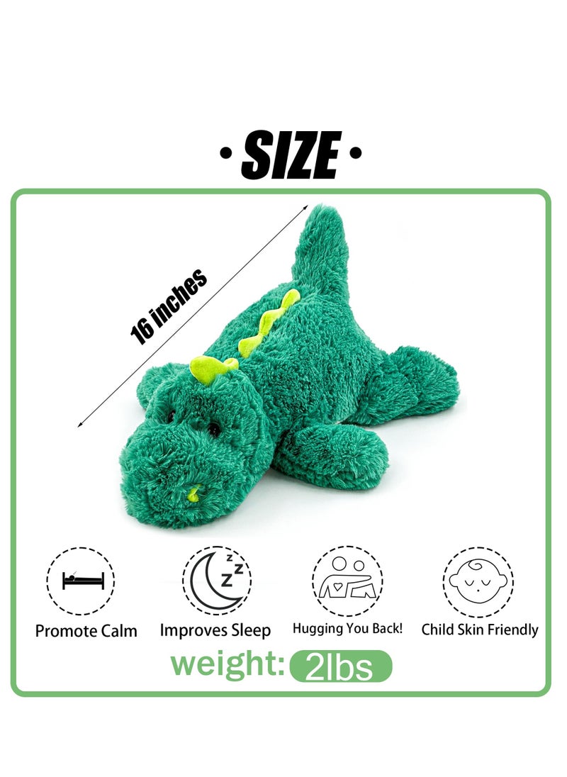 Green Dinosaur Weighted Stuffed Animals,Sensory Comfort Plush Throw Pillow Toy,Plushies Hugging Toy Gifts for Kids u0026 Adults (Dinosaur, 16 inch 2 Pounds)