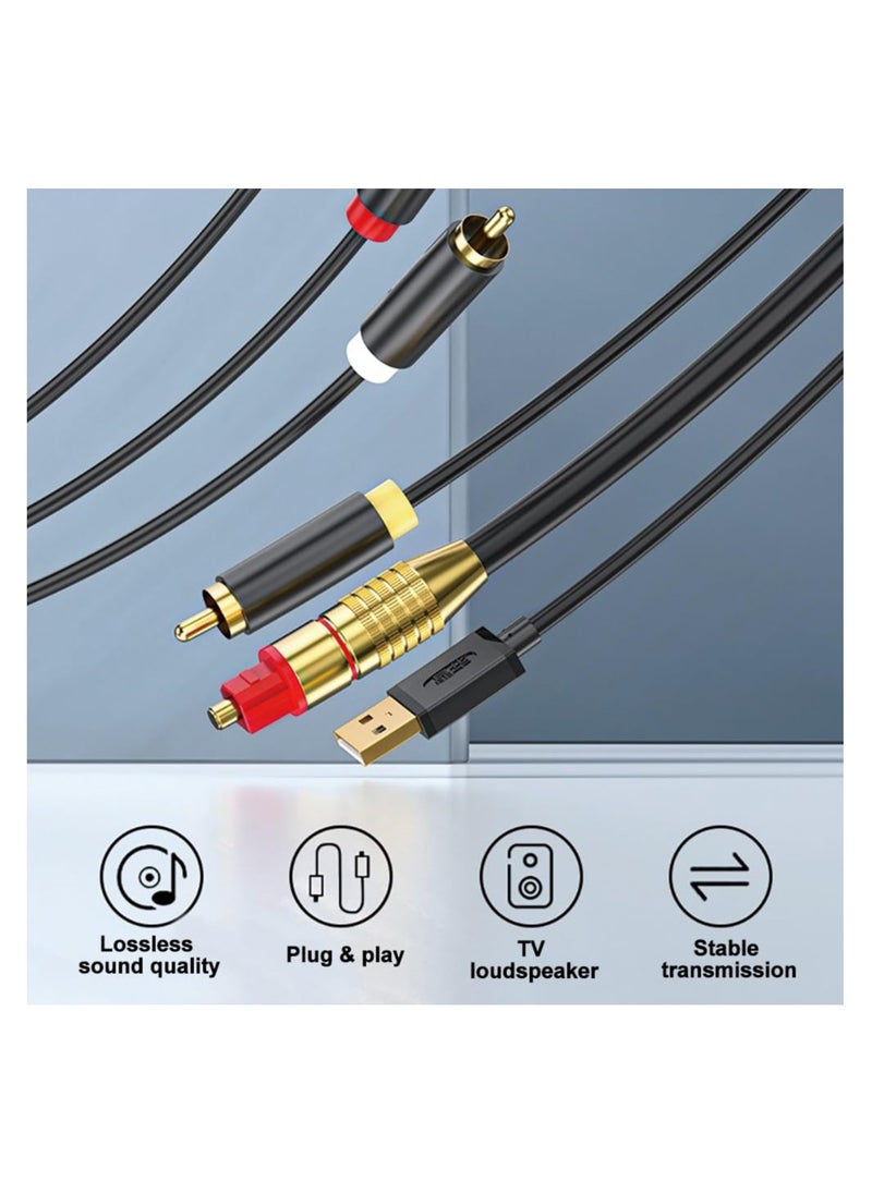 AV300 Digital to Analog Audio Conversion Cable, Digital SPDIF/Optical u0026 Coaxial to Analog L/R RCA u0026 3.5mm AUX Stereo Audio Cable for Xbox/ for PS4/ for PS5/ TV/ Home Stereo (3M)