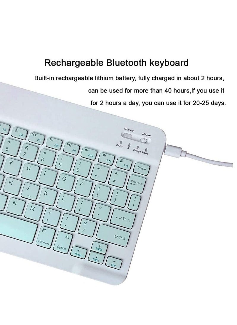 Rechargeable Bluetooth Keyboard and Mouse Combo Ultra-Slim Portable Compact Wireless Mouse Keyboard Set for Android Windows Tablet Cell Phone iPhone iPad Pro Air Mini, iPad OS/iOS