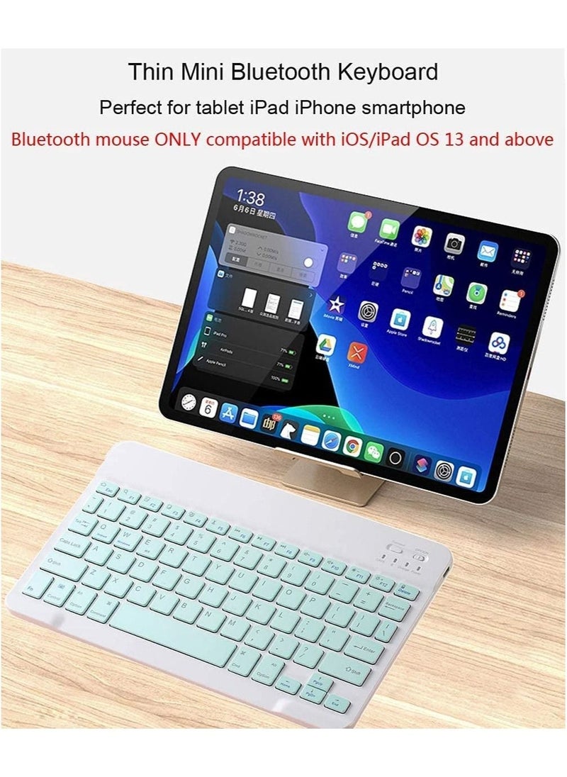Rechargeable Bluetooth Keyboard and Mouse Combo Ultra-Slim Portable Compact Wireless Mouse Keyboard Set for Android Windows Tablet Cell Phone iPhone iPad Pro Air Mini, iPad OS/iOS