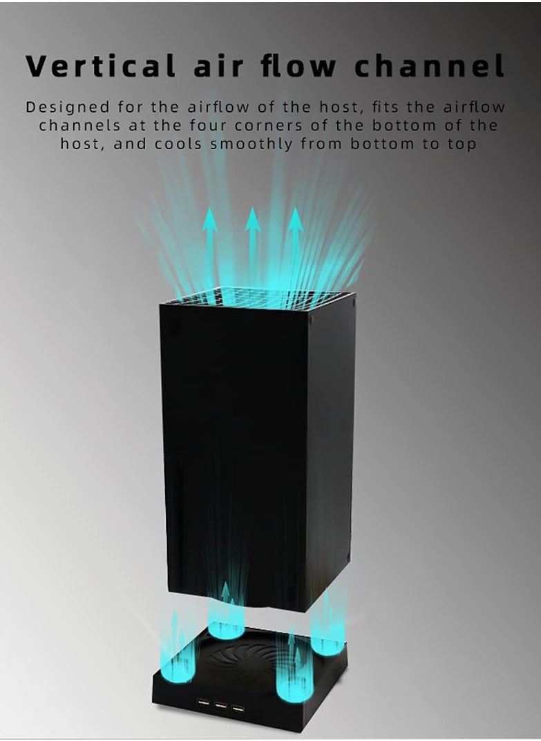 Cooling Fan for Xbox Series X with 4 Fan and 3 USB Port, External Cooler Turbo, Console Standing Mount Cooling System