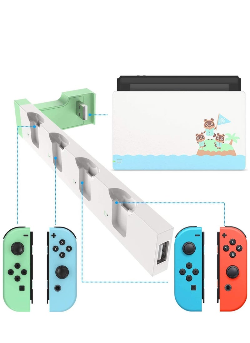 Controller Charger Compatible forJoy-Con, for Switch u0026 OLED Model Version, Joy-Con for Nintendo Model, USB Charging Dock Station Stand with Indicator - White