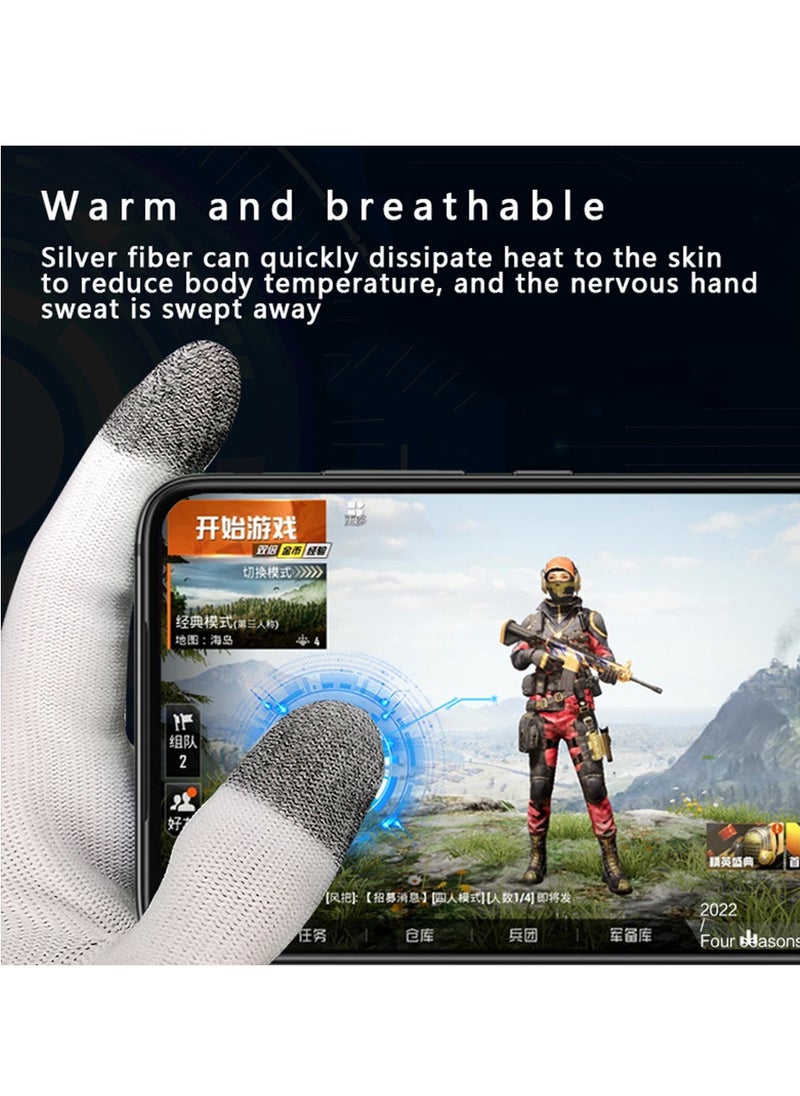 E Sports Gaming Gloves, Gaming Finger Sleeves, Anti Sweat Breathable, Thumb Sleeves for Highly Sensitive Nano Silver Fiber Material + Nylon, for Touch Screen for PUBG Mobile Phone Games Accessories