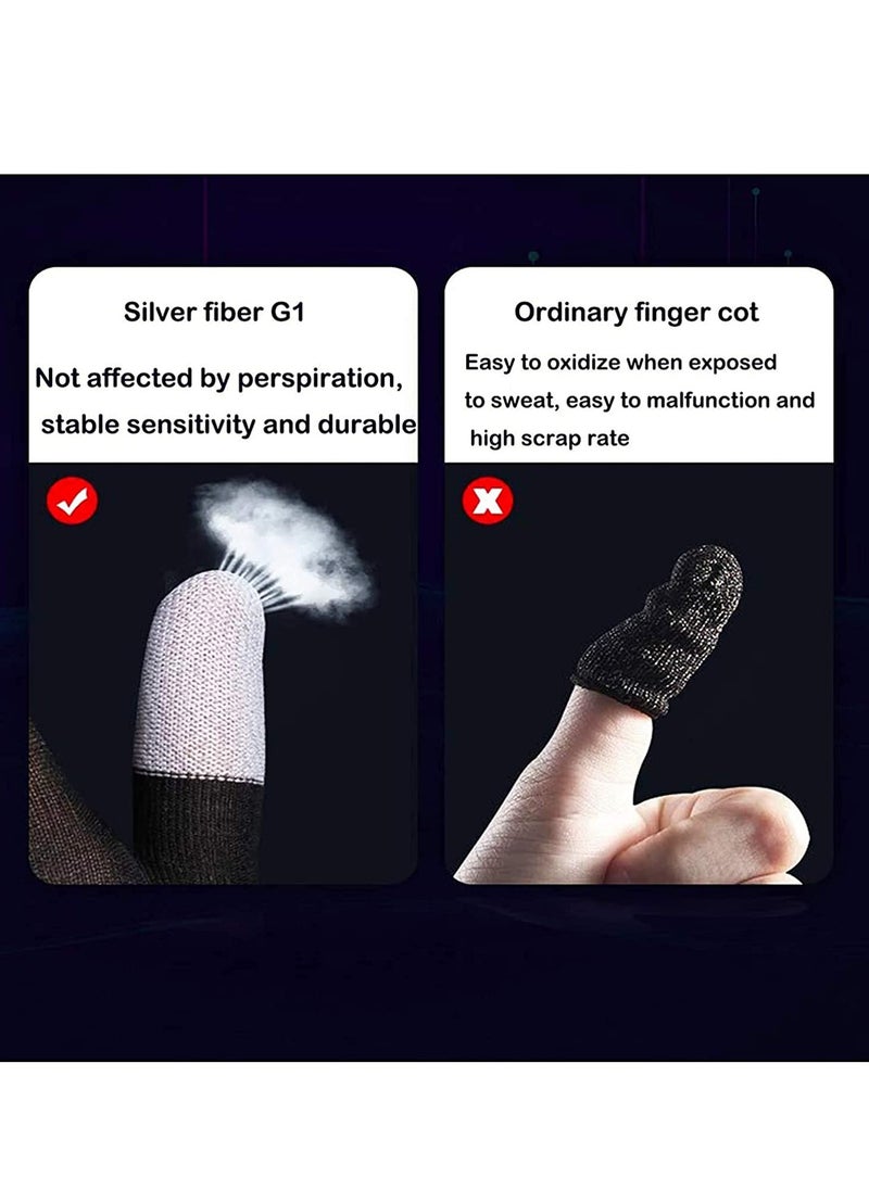 E Sports Gaming Gloves, Gaming Finger Sleeves, Anti Sweat Breathable, Thumb Sleeves for Highly Sensitive Nano Silver Fiber Material + Nylon, for Touch Screen for PUBG Mobile Phone Games Accessories