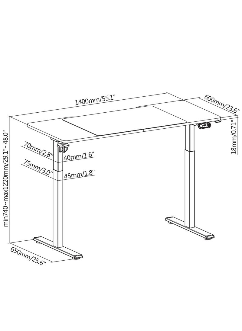 SH GMD06 2 RGB Sit-Stand Gaming Desk with Electric Height Adjustment, LED Lighting Effects, Curved Tabletop, Headphone Hook, Cup Holder & Mouse Pad – Ergonomic Setup for PC Gamers