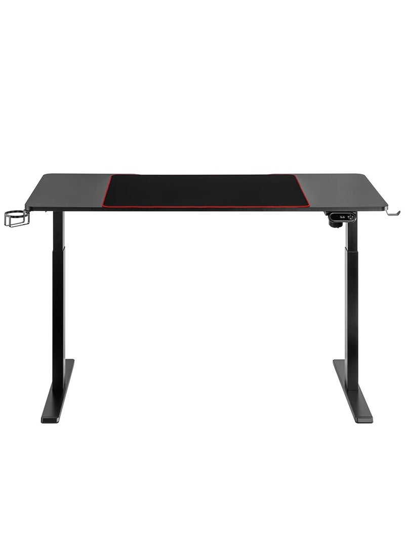 SH GMD06 2 RGB Sit-Stand Gaming Desk with Electric Height Adjustment, LED Lighting Effects, Curved Tabletop, Headphone Hook, Cup Holder & Mouse Pad – Ergonomic Setup for PC Gamers