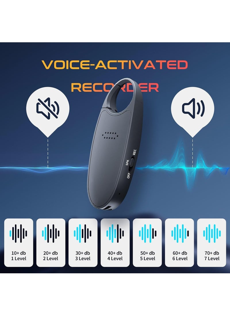 64GB (800 Hour) Digital Magnetic Voice Recorder with Playback, 4-in-1 Portable Mini Voice Activated Audio Recorder with AI Noise Cancelling, MP3 Player, Voice Device for Lectures, Meetings, Classroom