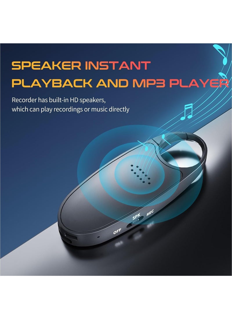 64GB (800 Hour) Digital Magnetic Voice Recorder with Playback, 4-in-1 Portable Mini Voice Activated Audio Recorder with AI Noise Cancelling, MP3 Player, Voice Device for Lectures, Meetings, Classroom