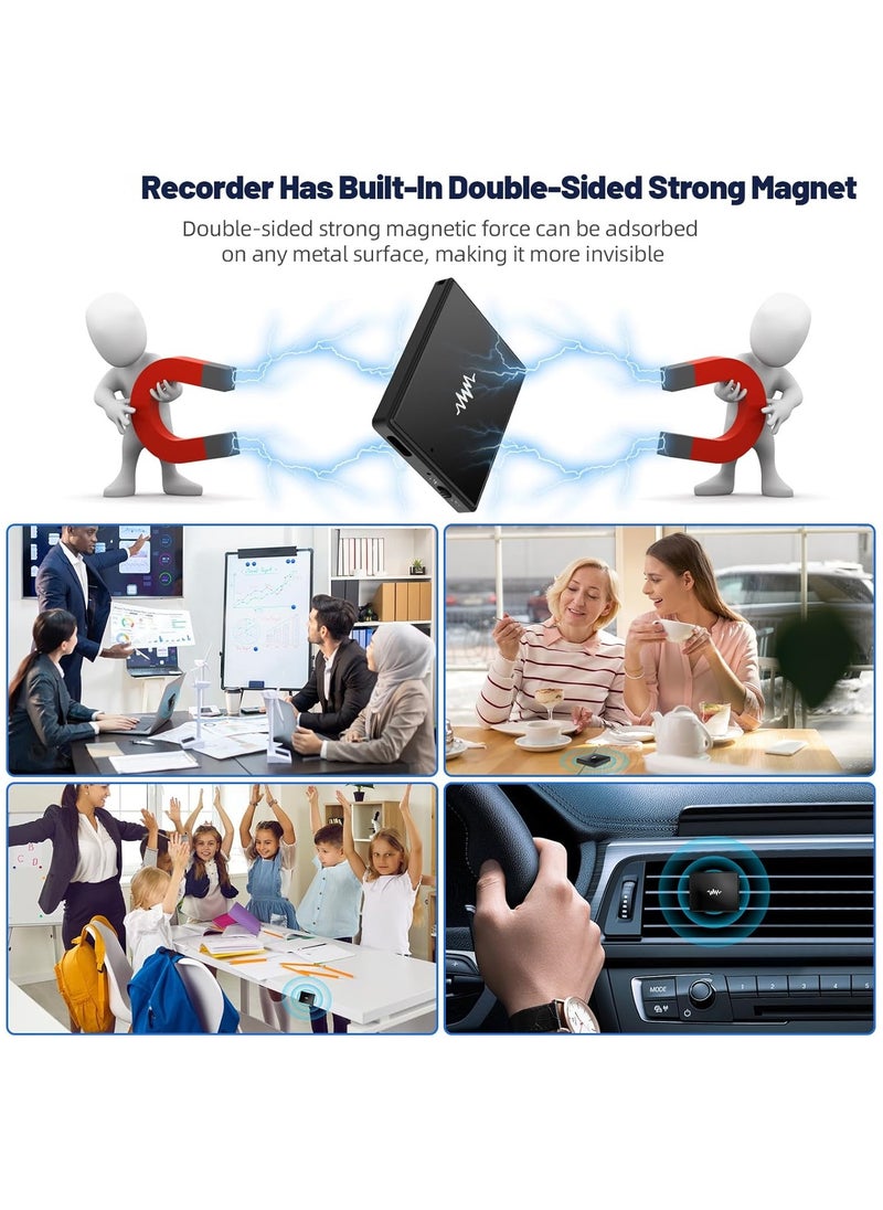 128GB(9000 Hour) 2-Sides Magnetic Voice Recorder, Recording Device with Al-Triple Noise, Voice Activated Recorder, MP3 Player and USB Flash Drives, Portable Tape Audio Recorder for Lectures Meetings Interviews