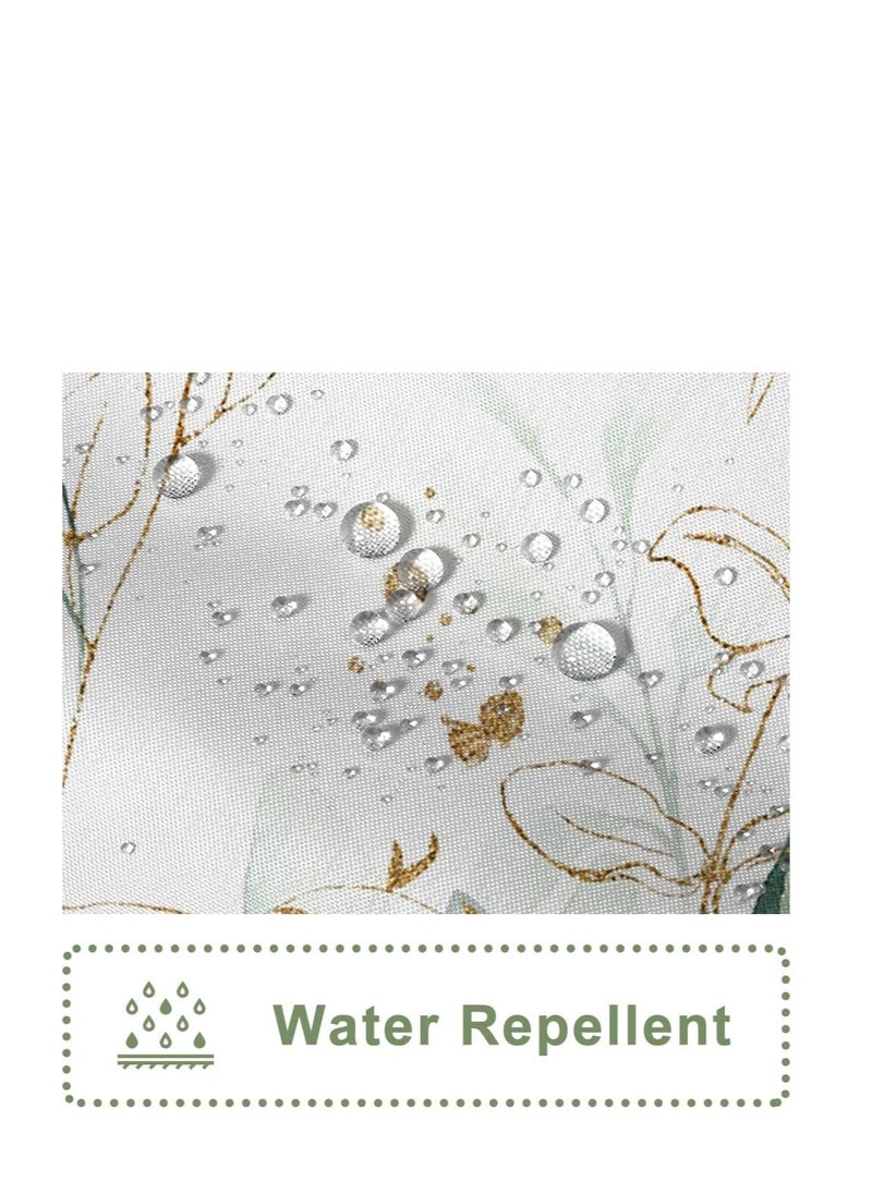 Green Eucalyptus Shower Curtain Abstract Sage Green and Gold Leaves Shower Curtain Set for Bathroom Waterproof Fabric Aesthetic Watercolor Botanical Bathroom Decor with Hooks
