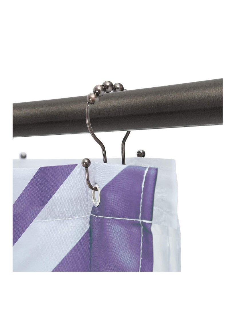 Shower Curtain Hooks 12PCS Shower Curtain Rings, Stainless Steel Roller Rust-Resistant Balance Sliding Anti-Drop Double Head Shower Hooks Rings for Bathroom Shower Rods Curtains (Bronze)