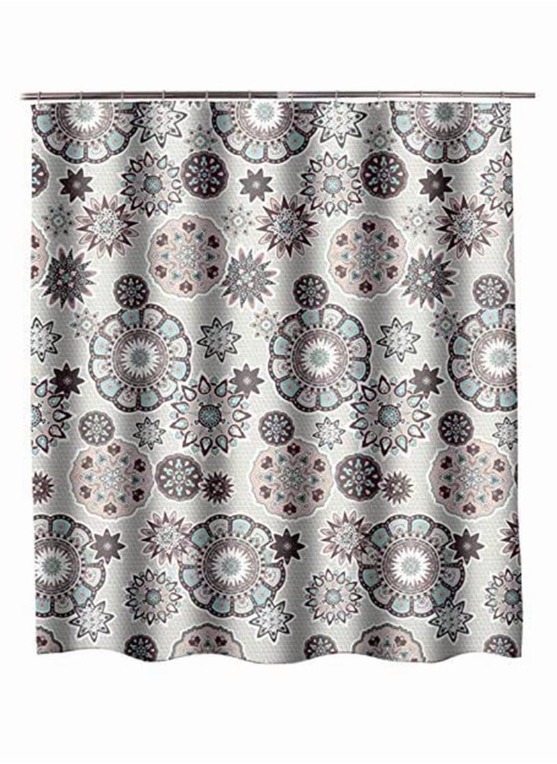 Shower Curtain Set,  Waterproof Shower Curtain Set for Bathroom with Hooks, No Liner Needed Waterproof Quick Drying Polyester Fabric (Flower, 180 X 200CM)