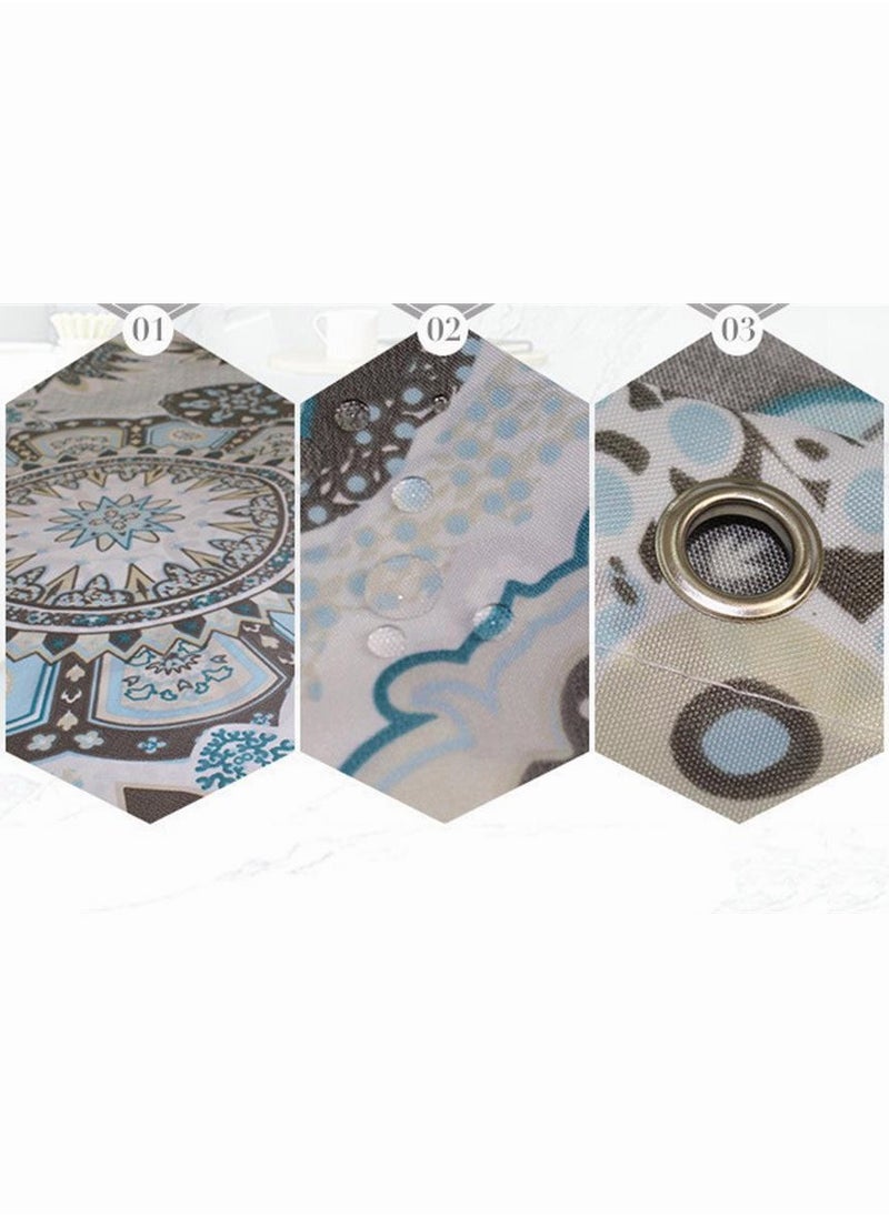 Shower Curtain Set,  Waterproof Shower Curtain Set for Bathroom with Hooks, No Liner Needed Waterproof Quick Drying Polyester Fabric (Flower, 180 X 200CM)