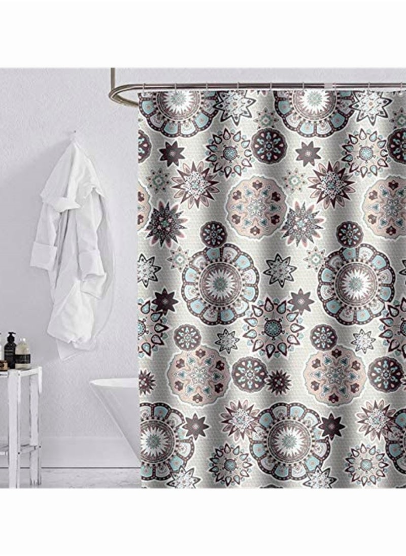Shower Curtain Set,  Waterproof Shower Curtain Set for Bathroom with Hooks, No Liner Needed Waterproof Quick Drying Polyester Fabric (Flower, 180 X 200CM)