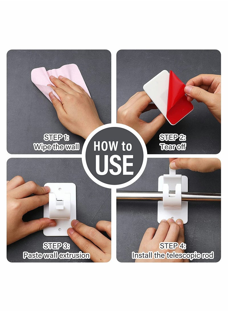 Curtain Rod Bracket Holder, Curtain Rods No Drilling Adhesive Curtain Rod Holder Curtain Rod Bracket Curtain Hangers No Drilling Hooks Mounting Screws, Anchors and Sticky Strips