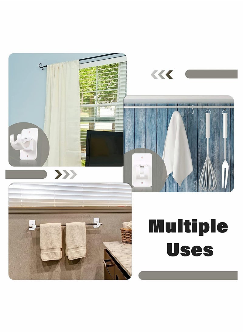 Curtain Rod Bracket Holder, Curtain Rods No Drilling Adhesive Curtain Rod Holder Curtain Rod Bracket Curtain Hangers No Drilling Hooks Mounting Screws, Anchors and Sticky Strips