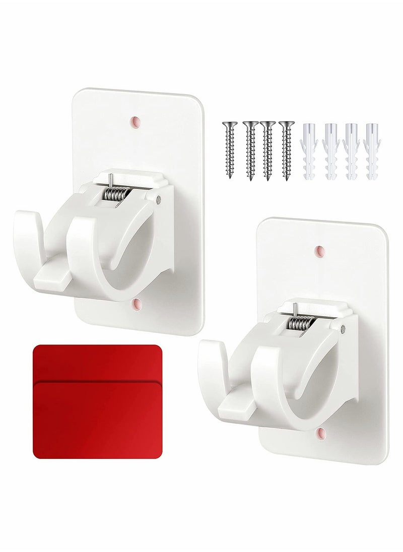 Curtain Rod Bracket Holder, Curtain Rods No Drilling Adhesive Curtain Rod Holder Curtain Rod Bracket Curtain Hangers No Drilling Hooks Mounting Screws, Anchors and Sticky Strips