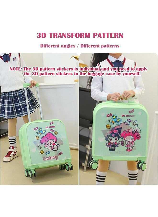 20 Inch Kids Luggage Gradation 3D Cartoon Patterns Children Trolley Suitcase Travel Boys Girls Rolling Luggage Case with Lock Students Teens Wheeled Small Suitcase Carry On Bag for Boarding School